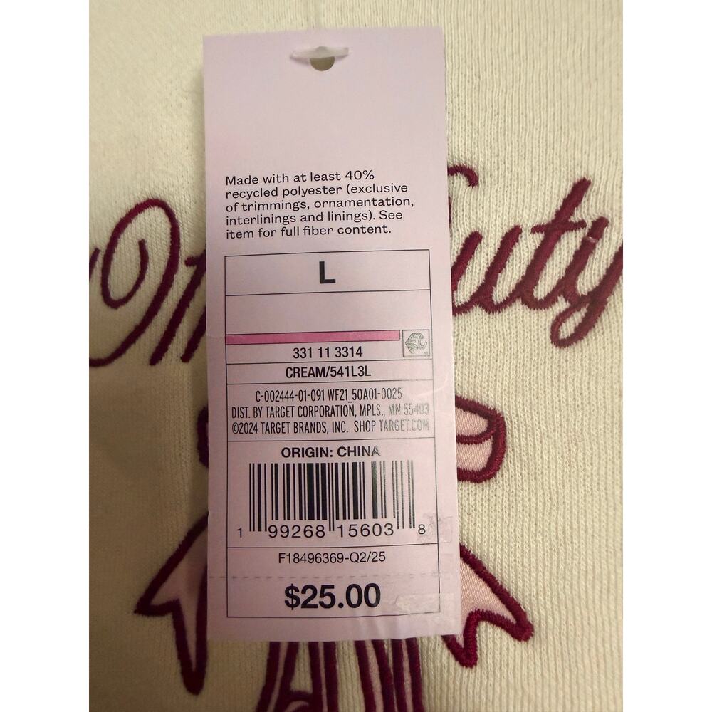 Off Duty Balletcore Sweatshirt Cream Embroidered NWT L Dance Ballet Pointe Shoes - Picture 6 of 10
